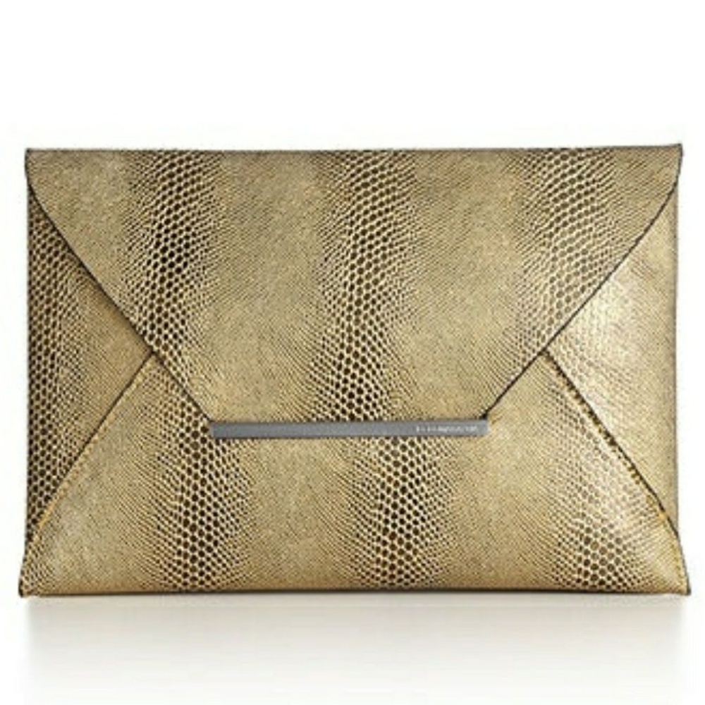 BCBGMaxAzria Gold Snake Embossed Clutch - Picture 1 of 7